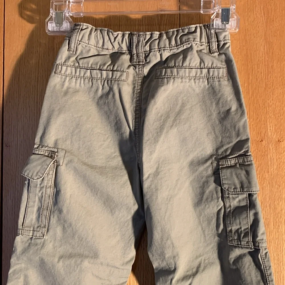 Carter’s size 7 khaki cotton poplin cargo pants boys adjustable inner waist EUC